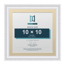 Louis Range White Picture, Photo & Poster Frame with Ivory Mount - 12x12" Frame for 10x10" Photo, White