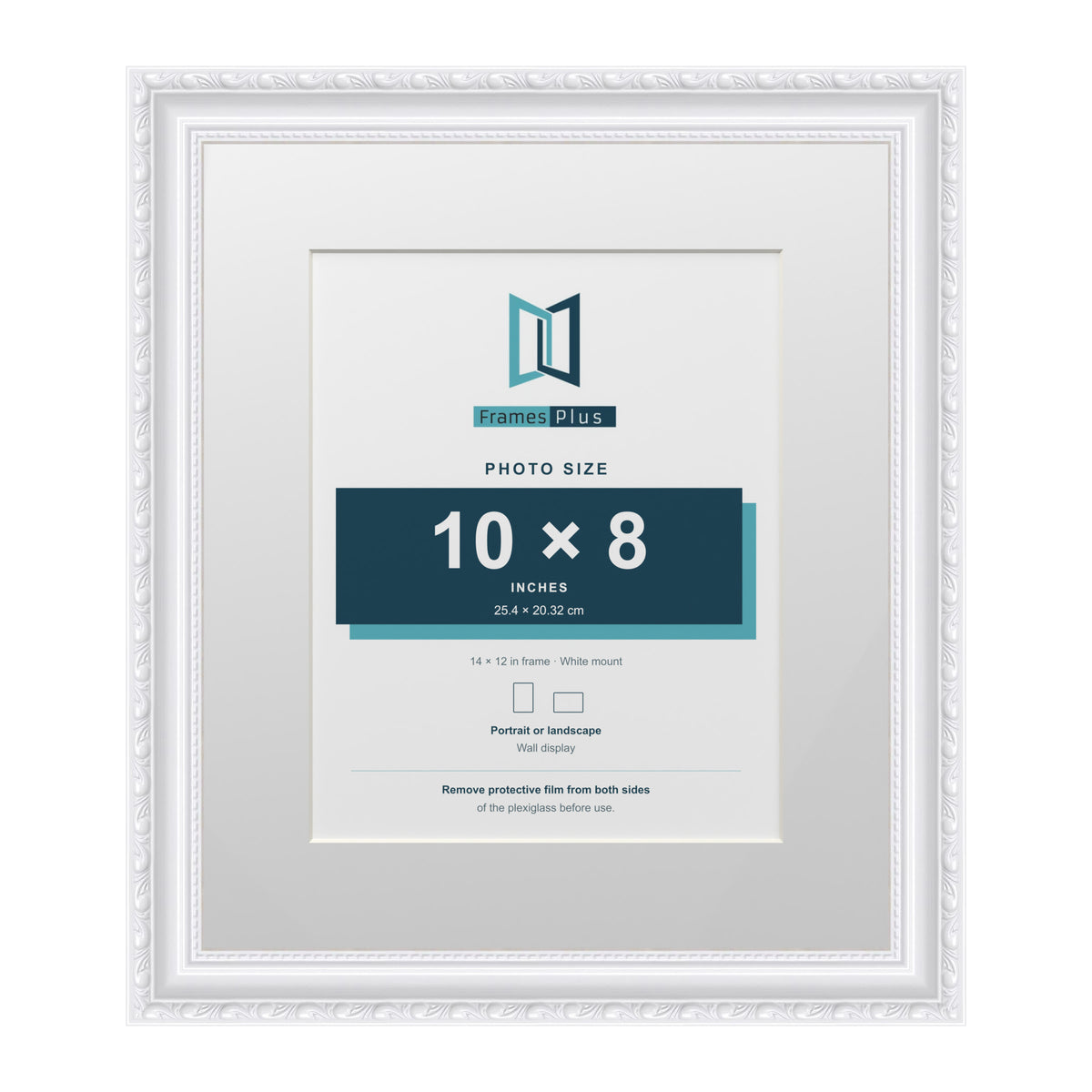 Louis Range White Picture, Photo & Poster Frame with White Mount - 14x12" Frame for 10x8" Photo, White