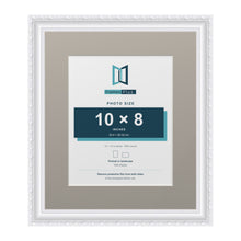 Louis Range White Picture, Photo & Poster Frame with Dawn Grey Mount - 14x12" Frame for 10x8" Photo, White