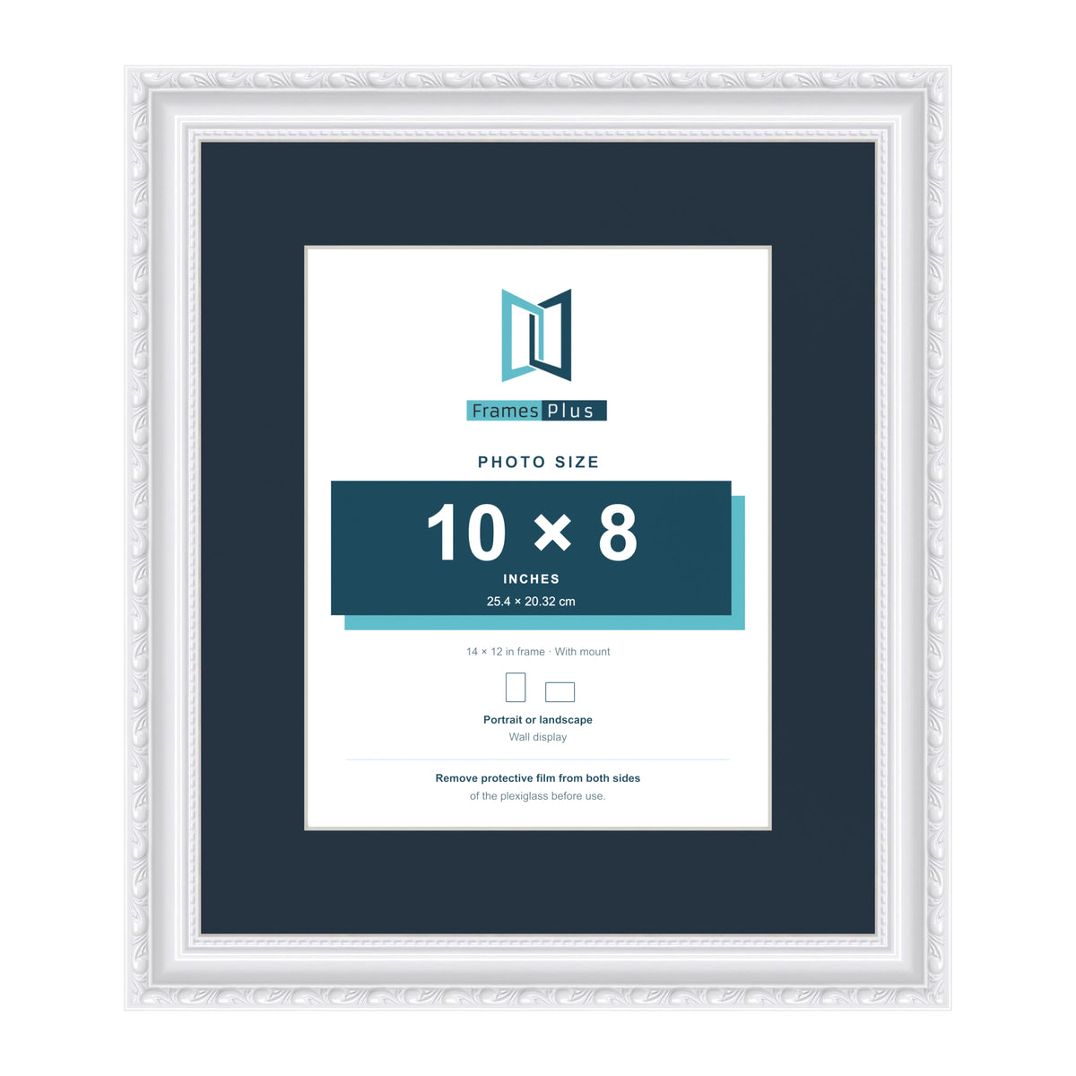 Louis Range White Picture, Photo & Poster Frame with Pacific Blue Mount - 14x12" Frame for 10x8" Photo, White