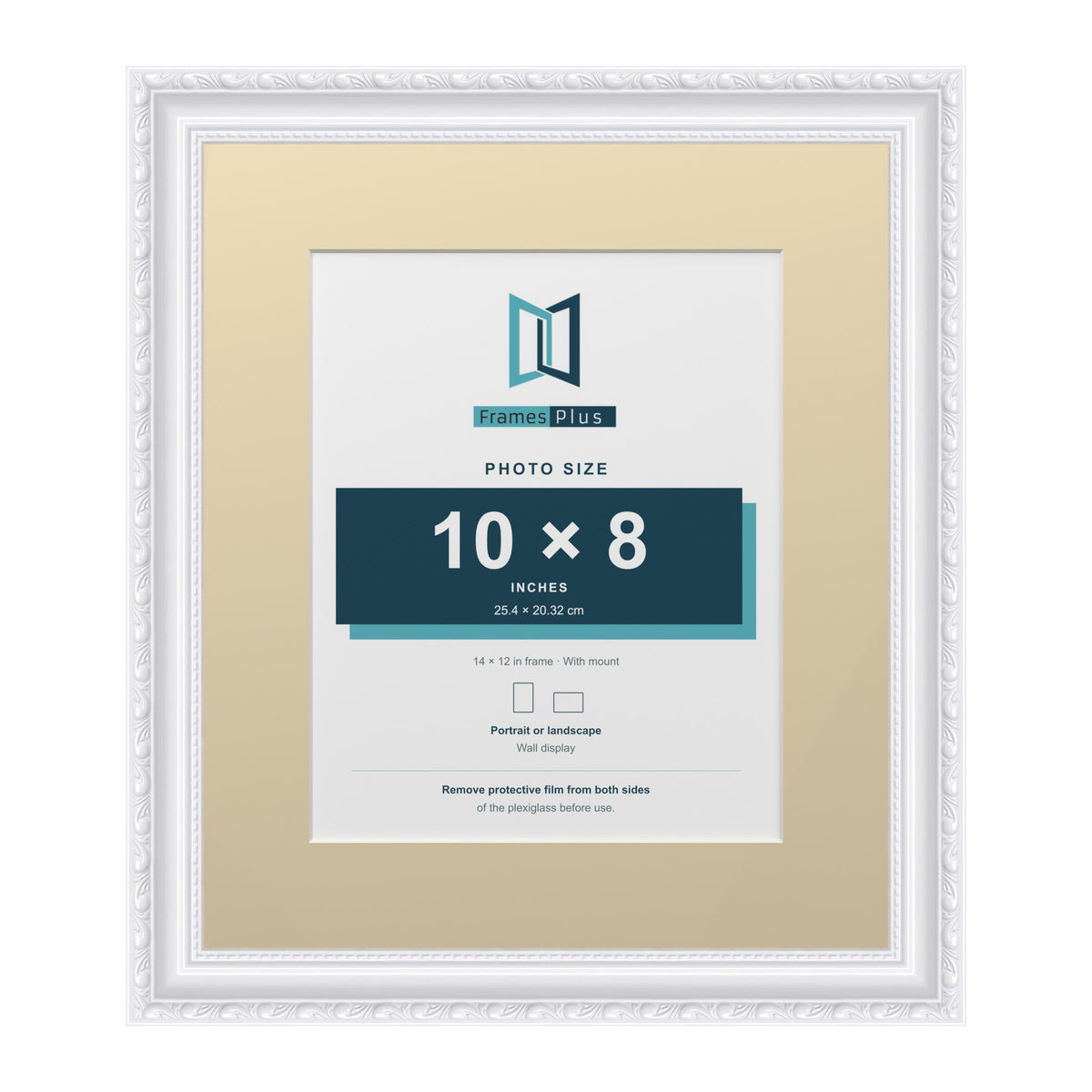 Louis Range White Picture, Photo & Poster Frame with Ivory Mount - 14x12" Frame for 10x8" Photo, White