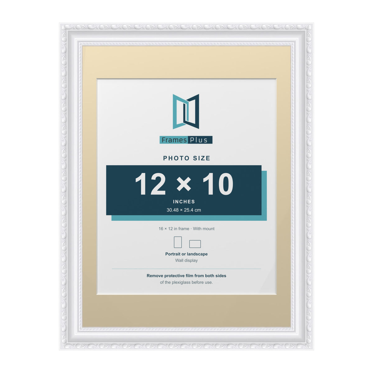 Louis Range White Picture, Photo & Poster Frame with Ivory Mount - 16x12" Frame for 12x10" Photo, White