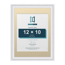 Louis Range White Picture, Photo & Poster Frame with Ivory Mount - 16x12" Frame for 12x10" Photo, White
