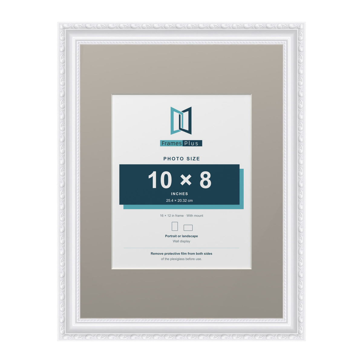 Louis Range White Picture, Photo & Poster Frame with Dawn Grey Mount - 16x12" Frame for 10x8" Photo, White