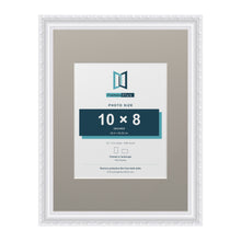 Louis Range White Picture, Photo & Poster Frame with Dawn Grey Mount - 16x12" Frame for 10x8" Photo, White