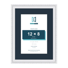 Louis Range White Picture, Photo & Poster Frame with Pacific Blue Mount - 16x12" Frame for 12x8" Photo, White