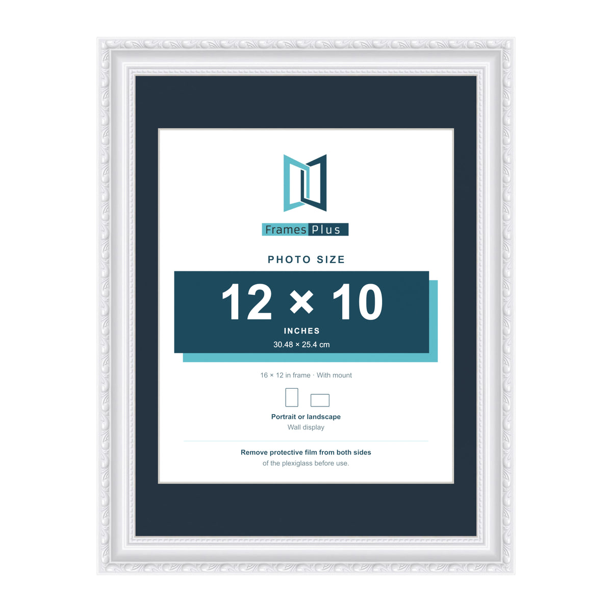 Louis Range White Picture, Photo & Poster Frame with Pacific Blue Mount - 16x12" Frame for 12x10" Photo, White