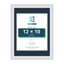 Louis Range White Picture, Photo & Poster Frame with Pacific Blue Mount - 16x12" Frame for 12x10" Photo, White