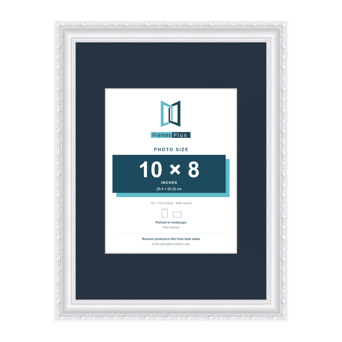 Louis Range White Picture, Photo & Poster Frame with Pacific Blue Mount - 16x12" Frame for 10x8" Photo, White