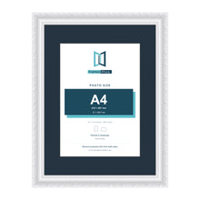 Louis Range White Picture, Photo & Poster Frame with Pacific Blue Mount - 16x12" Frame for A4 Photo, White