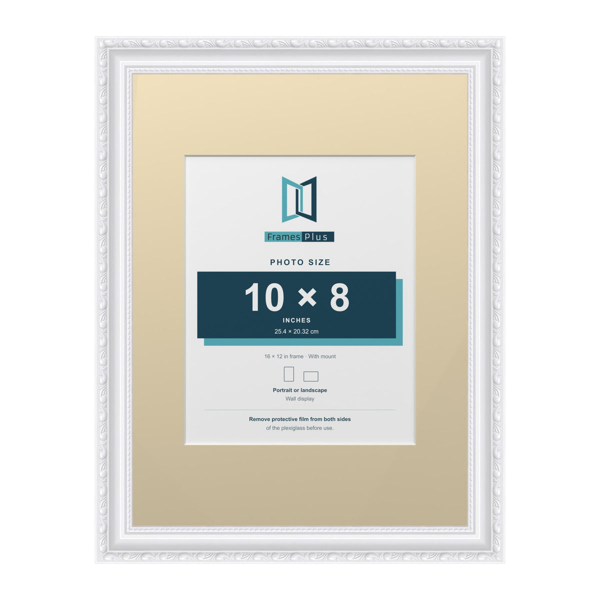 Louis Range White Picture, Photo & Poster Frame with Ivory Mount - 16x12" Frame for 10x8" Photo, White