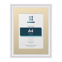 Louis Range White Picture, Photo & Poster Frame with Ivory Mount - 16x12" Frame for A4 Photo, White