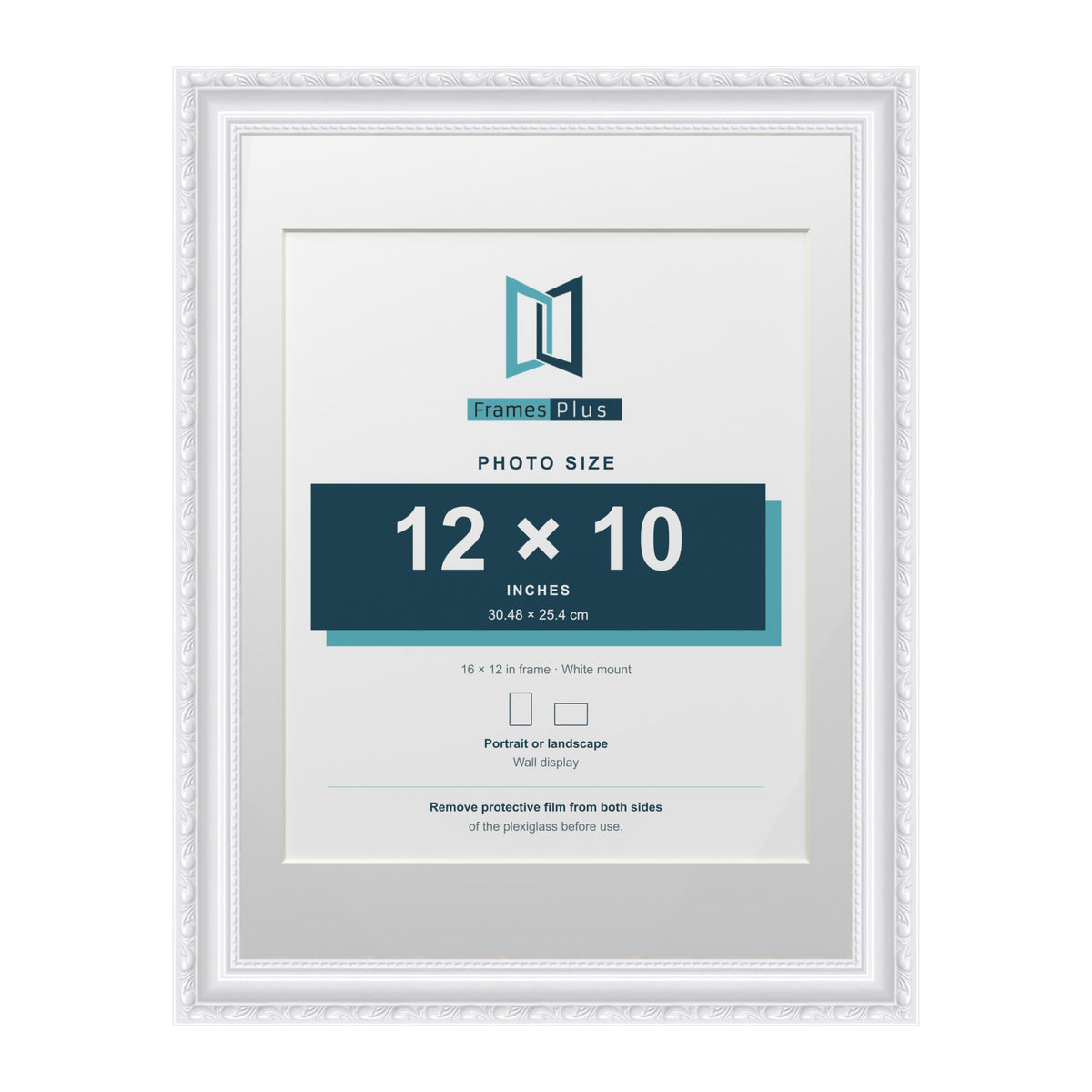 Louis Range White Picture, Photo & Poster Frame with White Mount - 16x12" Frame for 12x10" Photo, White