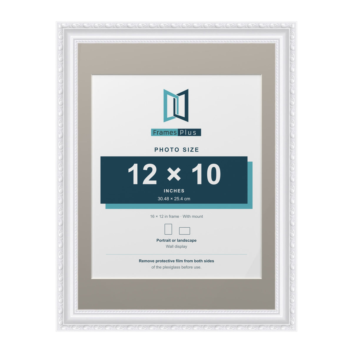 Louis Range White Picture, Photo & Poster Frame with Dawn Grey Mount - 16x12" Frame for 12x10" Photo, White