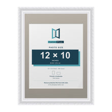 Louis Range White Picture, Photo & Poster Frame with Dawn Grey Mount - 16x12" Frame for 12x10" Photo, White