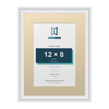 Louis Range White Picture, Photo & Poster Frame with Ivory Mount - 16x12" Frame for 12x8" Photo, White