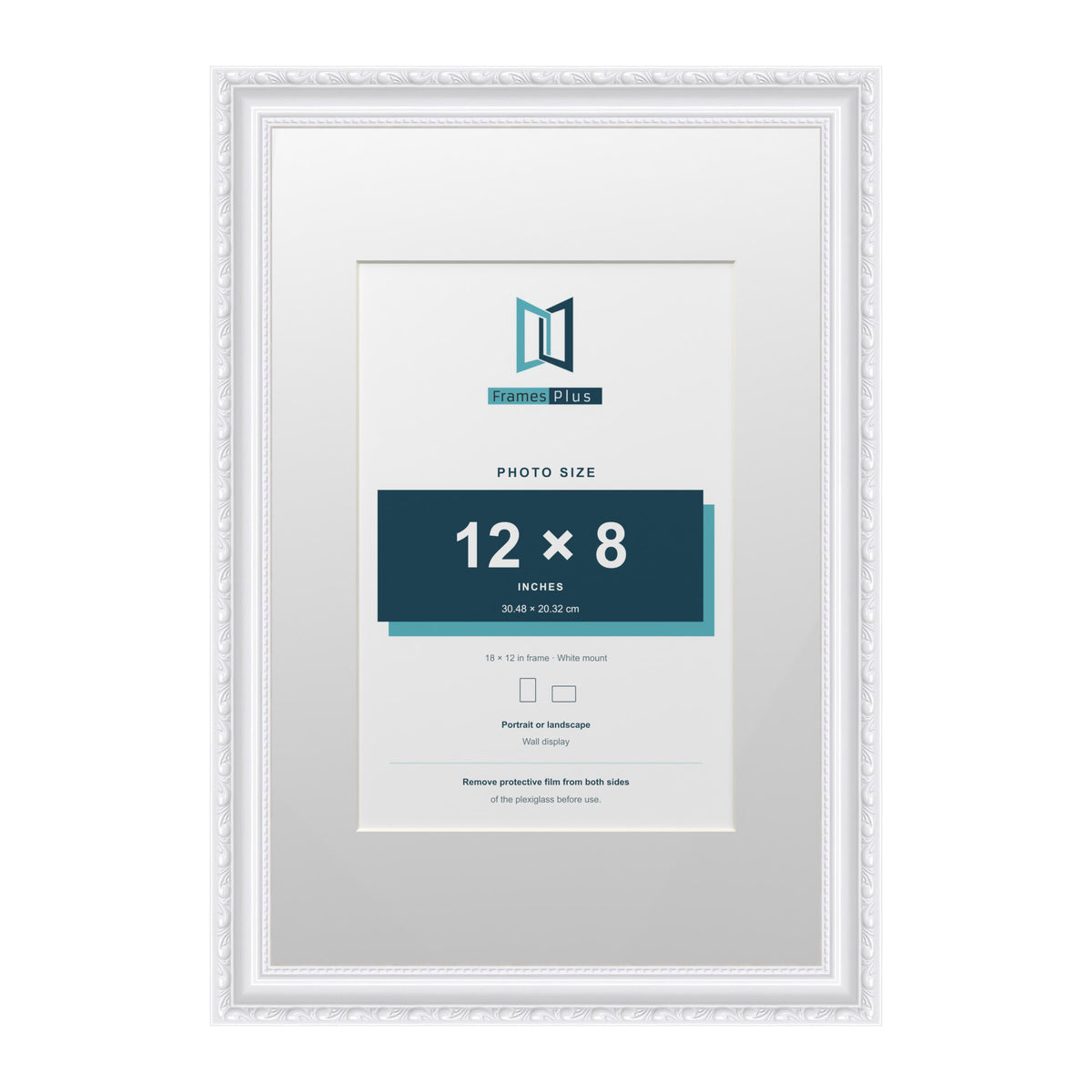 Louis Range White Picture, Photo & Poster Frame with White Mount - 18x12" Frame for 12x8" Photo, White