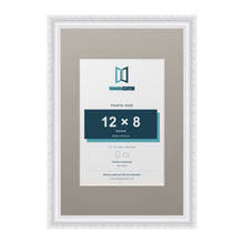 Louis Range White Picture, Photo & Poster Frame with Dawn Grey Mount - 18x12" Frame for 12x8" Photo, White