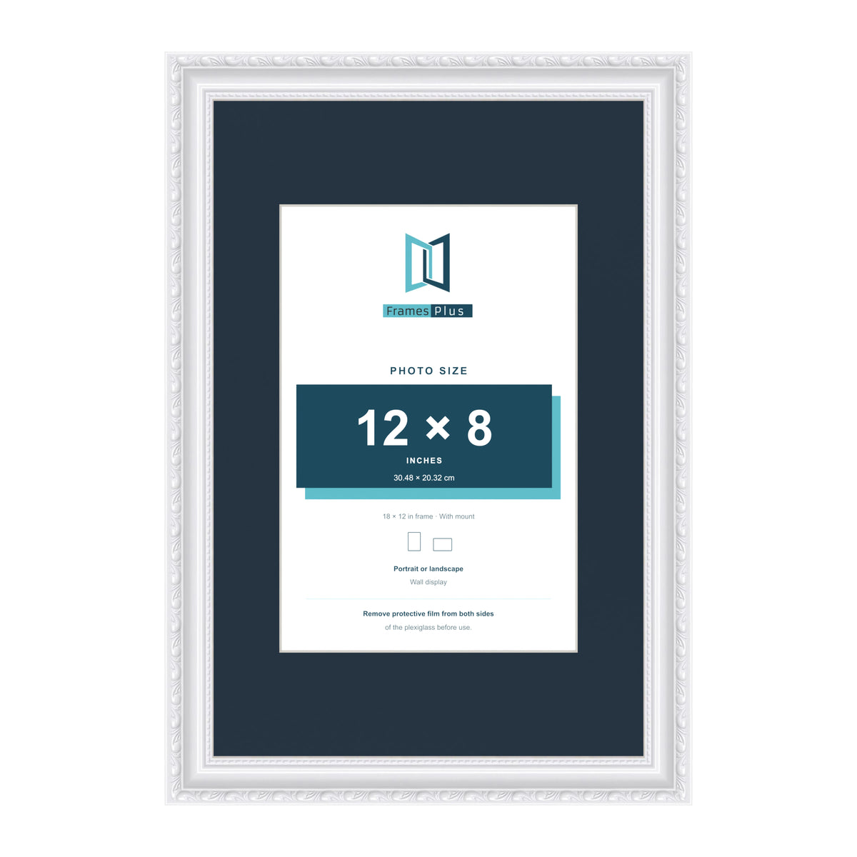 Louis Range White Picture, Photo & Poster Frame with Pacific Blue Mount - 18x12" Frame for 12x8" Photo, White