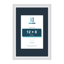 Louis Range White Picture, Photo & Poster Frame with Pacific Blue Mount - 18x12" Frame for 12x8" Photo, White