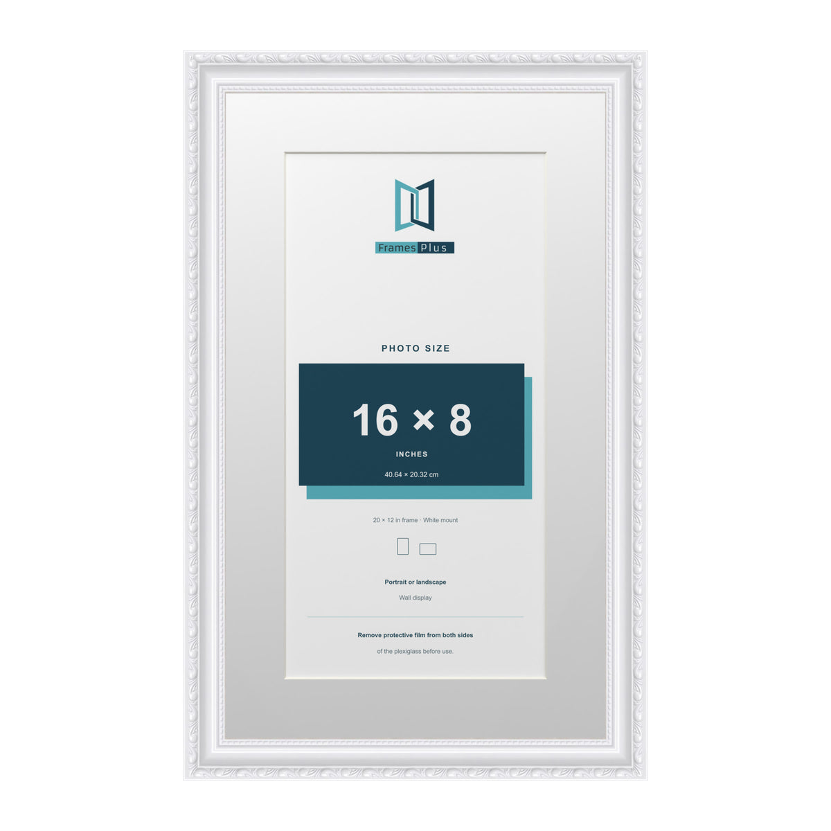 Louis Range White Picture, Photo & Poster Frame with White Mount - 20x12" Frame for 16x8" Photo, White
