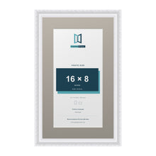 Louis Range White Picture, Photo & Poster Frame with Dawn Grey Mount - 20x12" Frame for 16x8" Photo, White
