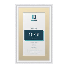 Louis Range White Picture, Photo & Poster Frame with Ivory Mount - 20x12" Frame for 16x8" Photo, White