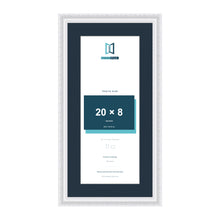 Louis Range White Picture, Photo & Poster Frame with Pacific Blue Mount - 24x12" Frame for 20x8" Photo, White