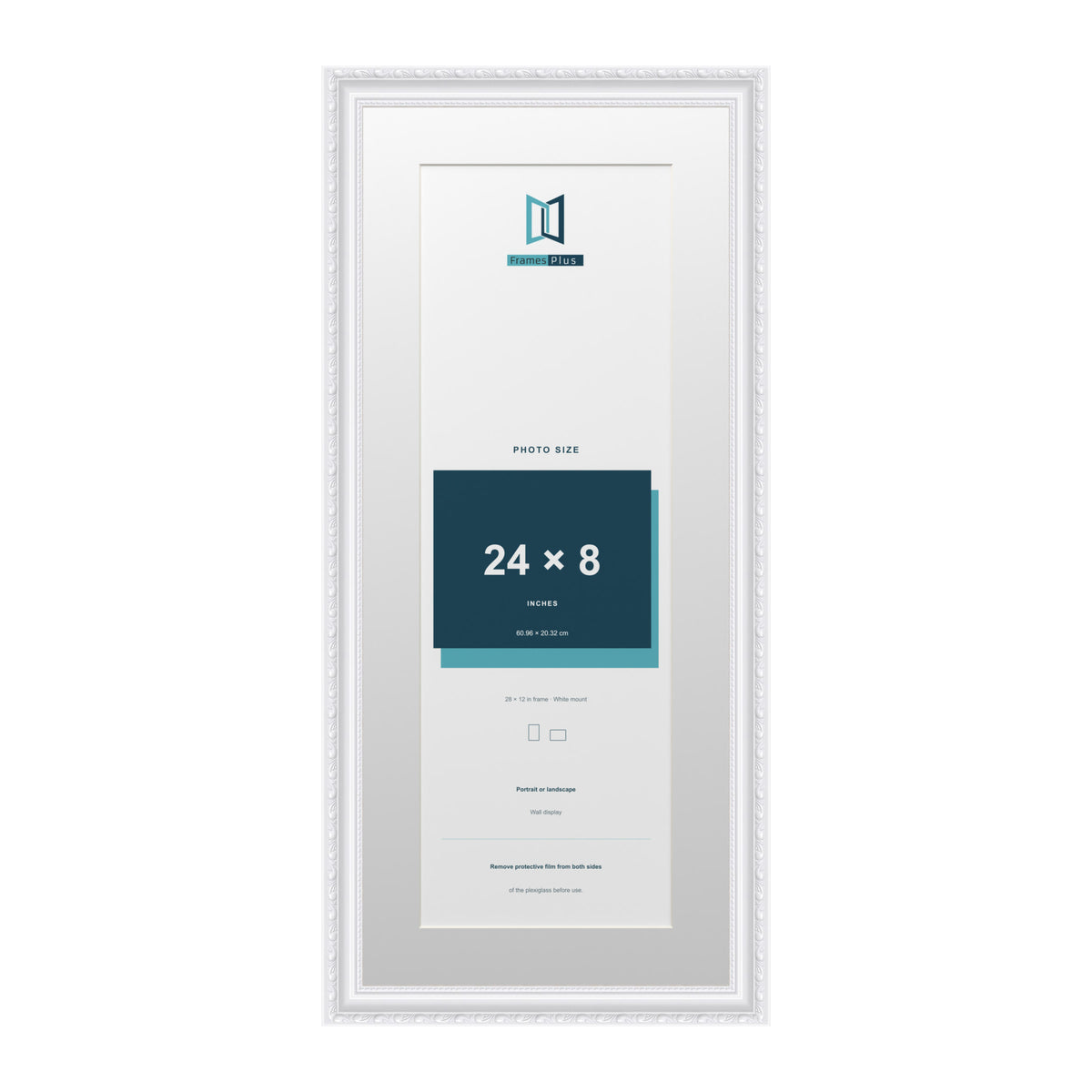 Louis Range White Picture, Photo & Poster Frame with White Mount - 28x12" Frame for 24x8" Photo, White