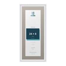 Louis Range White Picture, Photo & Poster Frame with Dawn Grey Mount - 28x12" Frame for 24x8" Photo, White