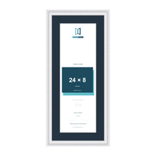 Louis Range White Picture, Photo & Poster Frame with Pacific Blue Mount - 28x12" Frame for 24x8" Photo, White