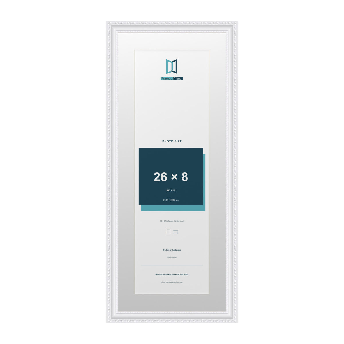 Louis Range White Picture, Photo & Poster Frame with White Mount - 30x12" Frame for 26x8" Photo, White