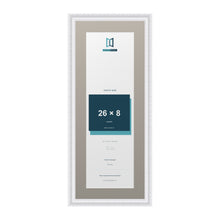 Louis Range White Picture, Photo & Poster Frame with Dawn Grey Mount - 30x12" Frame for 26x8" Photo, White