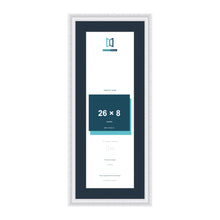 Louis Range White Picture, Photo & Poster Frame with Pacific Blue Mount - 30x12" Frame for 26x8" Photo, White