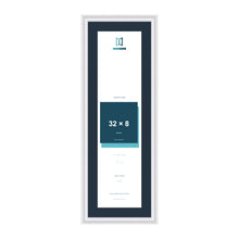 Louis Range White Picture, Photo & Poster Frame with Pacific Blue Mount - 36x12" Frame for 32x8" Photo, White