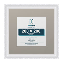 Louis Range White Picture, Photo & Poster Frame with Dawn Grey Mount - 32x32cm Frame for 20x20cm Photo, White