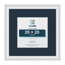 Louis Range White Picture, Photo & Poster Frame with Pacific Blue Mount - 32x32cm Frame for 20x20cm Photo, White