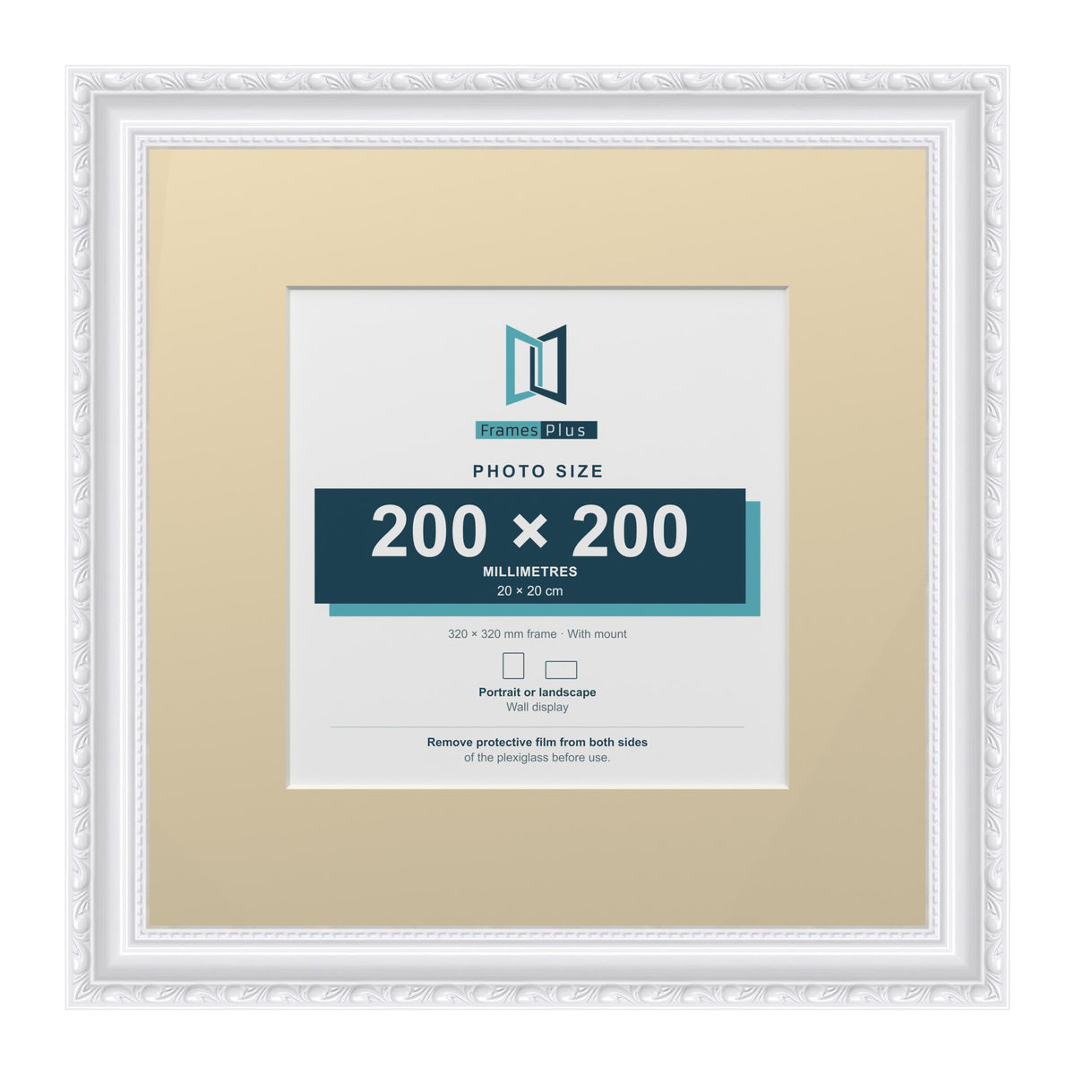 Louis Range White Picture, Photo & Poster Frame with Ivory Mount - 32x32cm Frame for 20x20cm Photo, White