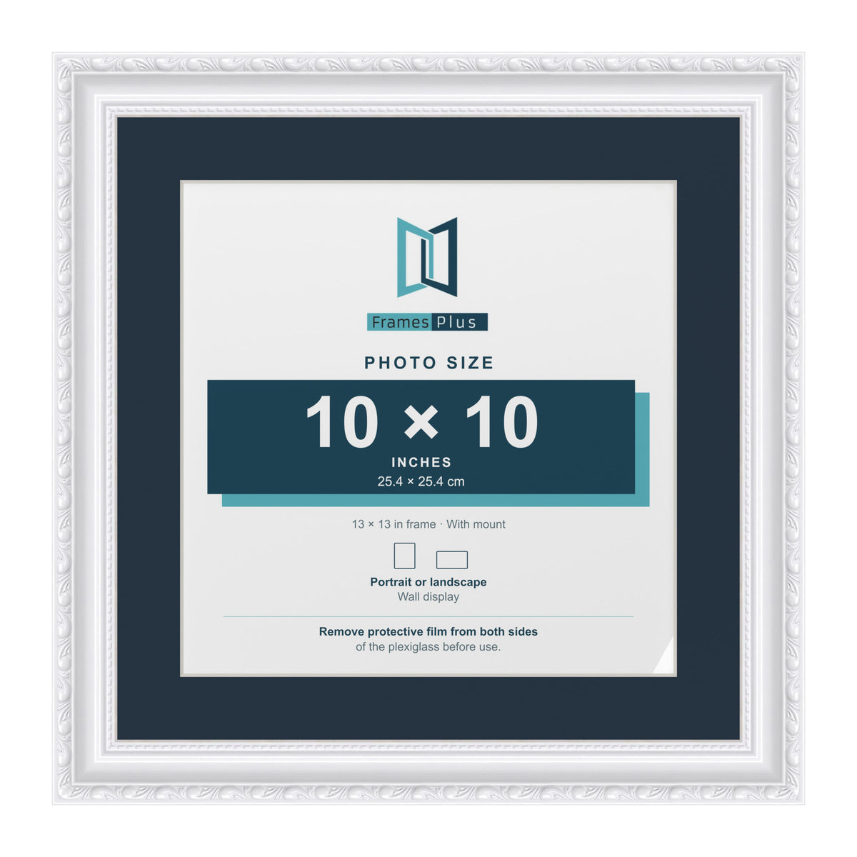 Louis Range White Picture, Photo & Poster Frame with Pacific Blue Mount - 13x13" Frame for 10x10" Photo, White