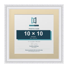 Louis Range White Picture, Photo & Poster Frame with Ivory Mount - 13x13" Frame for 10x10" Photo, White