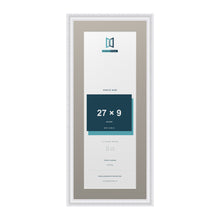 Louis Range White Picture, Photo & Poster Frame with Dawn Grey Mount - 31x13" Frame for 27x9" Photo, White