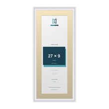 Louis Range White Picture, Photo & Poster Frame with Ivory Mount - 31x13" Frame for 27x9" Photo, White