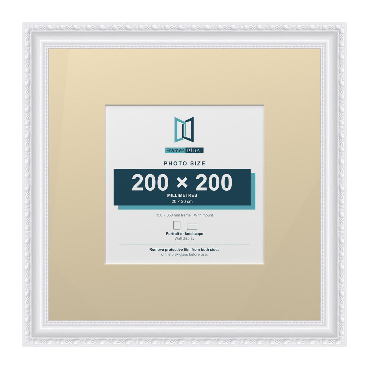 Louis Range White Picture, Photo & Poster Frame with Ivory Mount - 35x35cm Frame for 20x20cm Photo, White