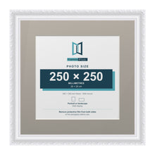 Louis Range White Picture, Photo & Poster Frame with Dawn Grey Mount - 35x35cm Frame for 25x25cm Photo, White