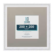 Louis Range White Picture, Photo & Poster Frame with Dawn Grey Mount - 35x35cm Frame for 20x20cm Photo, White