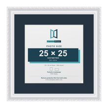 Louis Range White Picture, Photo & Poster Frame with Pacific Blue Mount - 35x35cm Frame for 25x25cm Photo, White