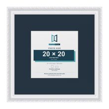 Louis Range White Picture, Photo & Poster Frame with Pacific Blue Mount - 35x35cm Frame for 20x20cm Photo, White