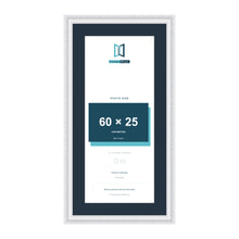 Louis Range White Picture, Photo & Poster Frame with Pacific Blue Mount - 70x35cm Frame for 60x25cm Photo, White