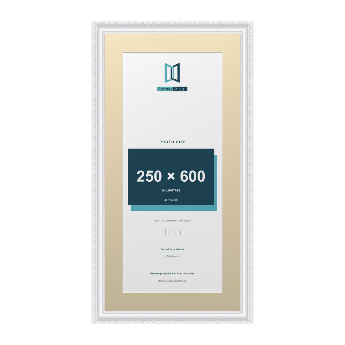 Louis Range White Picture, Photo & Poster Frame with Ivory Mount - 70x35cm Frame for 60x25cm Photo, White