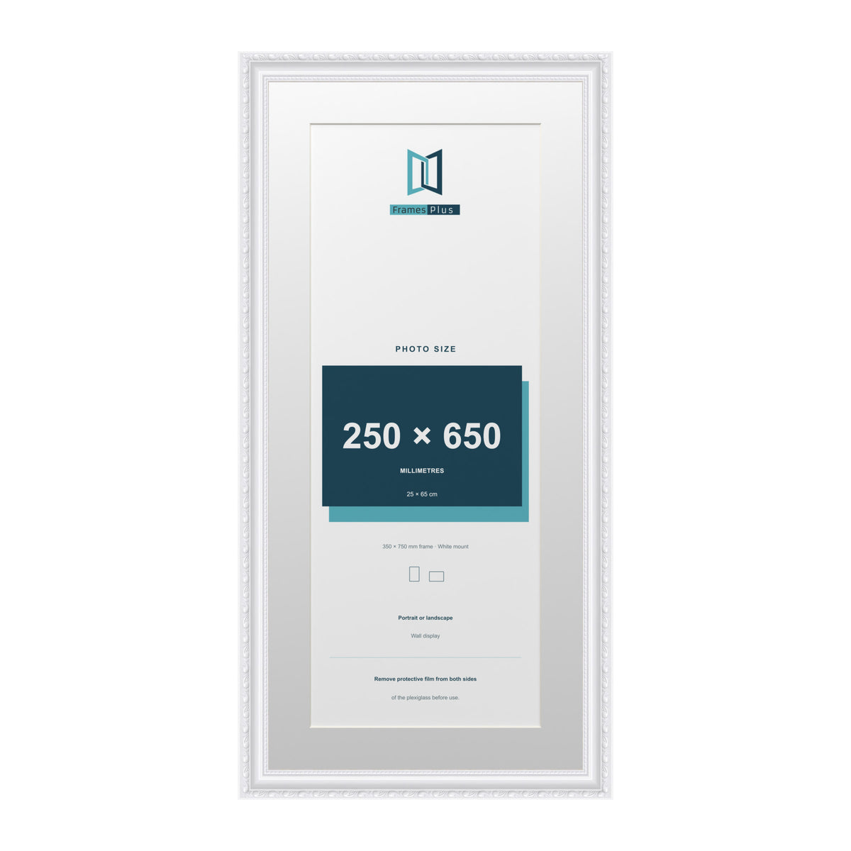 Louis Range White Picture, Photo & Poster Frame with White Mount - 75x35cm Frame for 65x25cm Photo, White